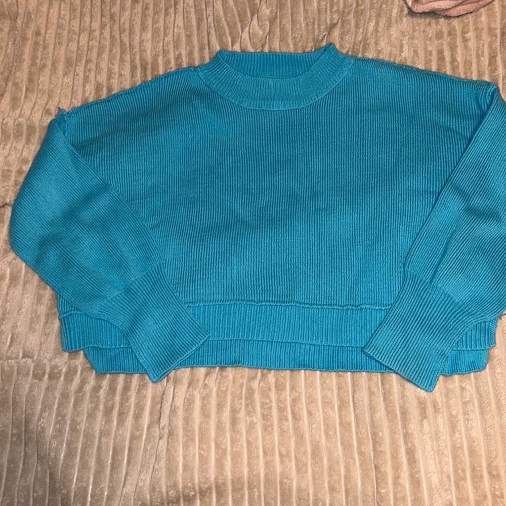 Blue cropped sweater shirt